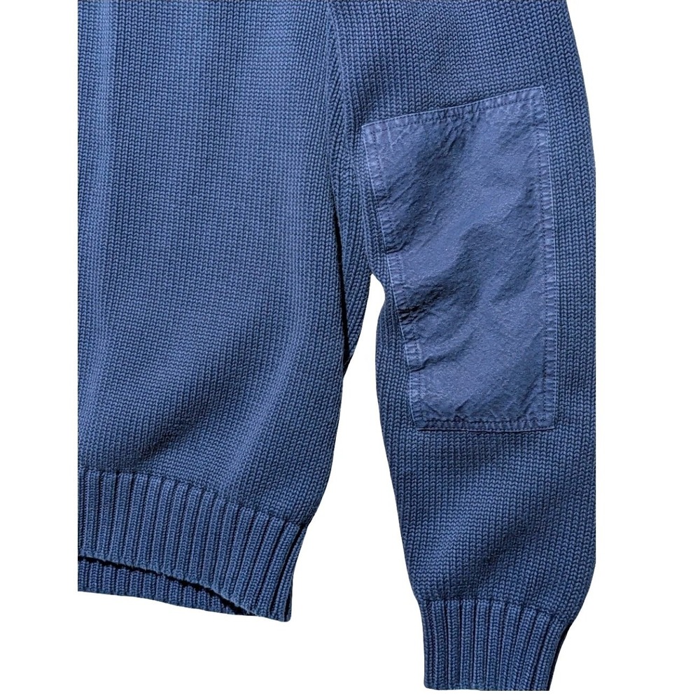 Cutter & Buck Blue‎ Cotton Sweater XL Chunky Knit Elbow Patch - Picture 9 of 13